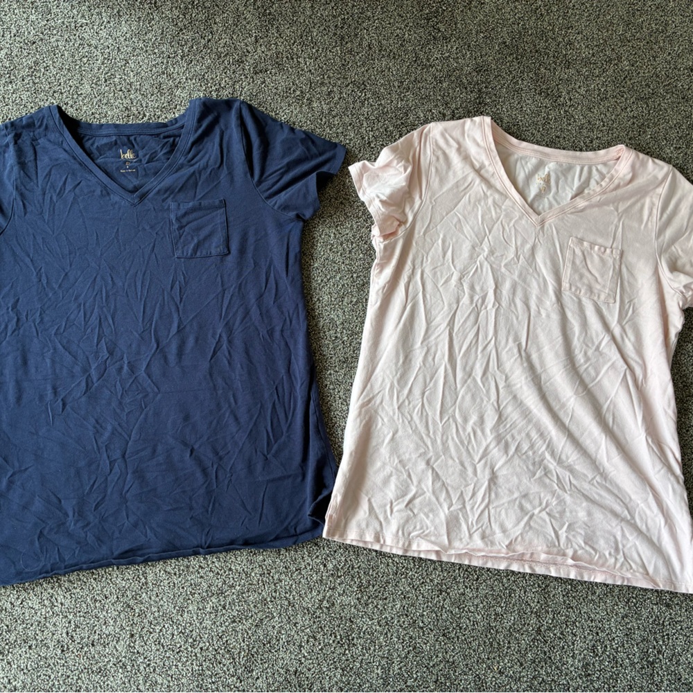 Bundle of 2 Belle by Kim Gravel Blue and Pink Short Sleeve Pocket Tees, Small